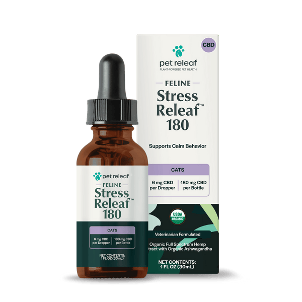 USDA Organic Feline Stress Releaf 180mg Calming CBD Oil For Cats