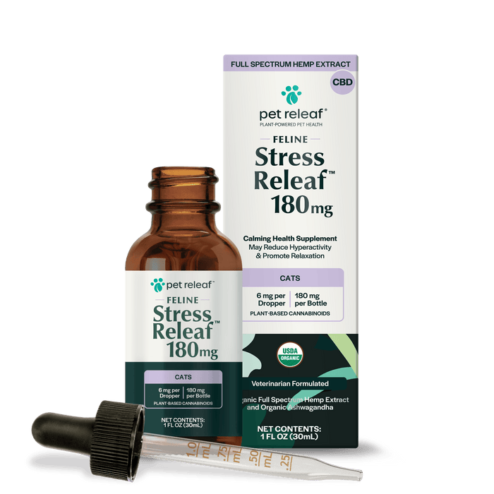 USDA Organic Feline Stress Releaf 180mg Calming CBD Oil For Cats