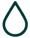Dark Green Water Droplet Representing Water Reduction