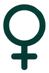 Dark green female symbol representing women operated